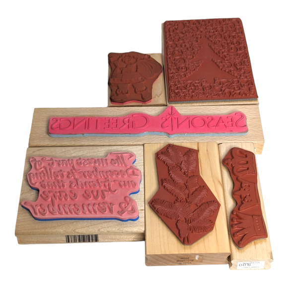 6 Piece Set DIY Rubber Stamps Christmas Theme Great Impressions Inkadoo Brands - Picture 2 of 4
